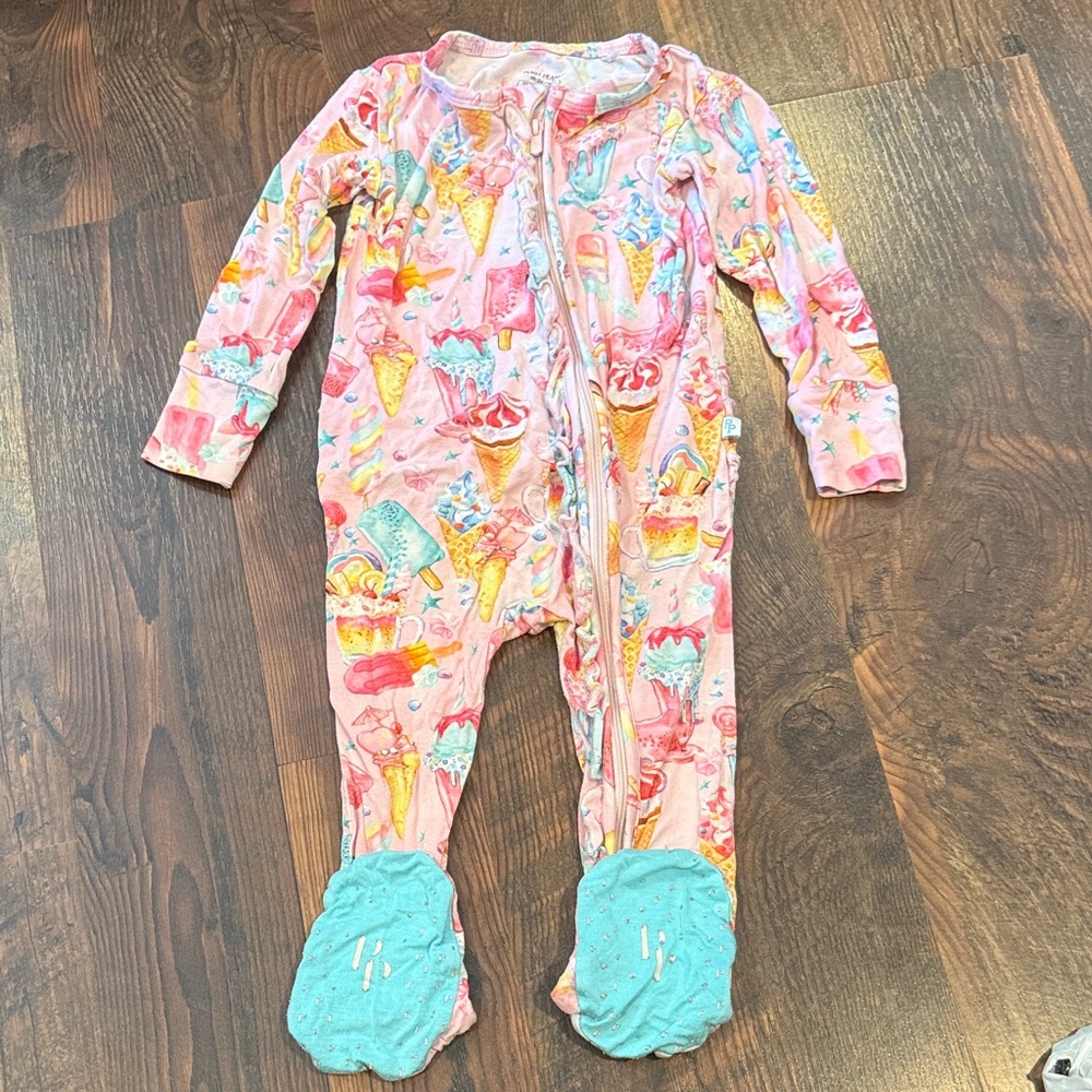 Posh Peanut Pink Ice Cream Print Kids Footie